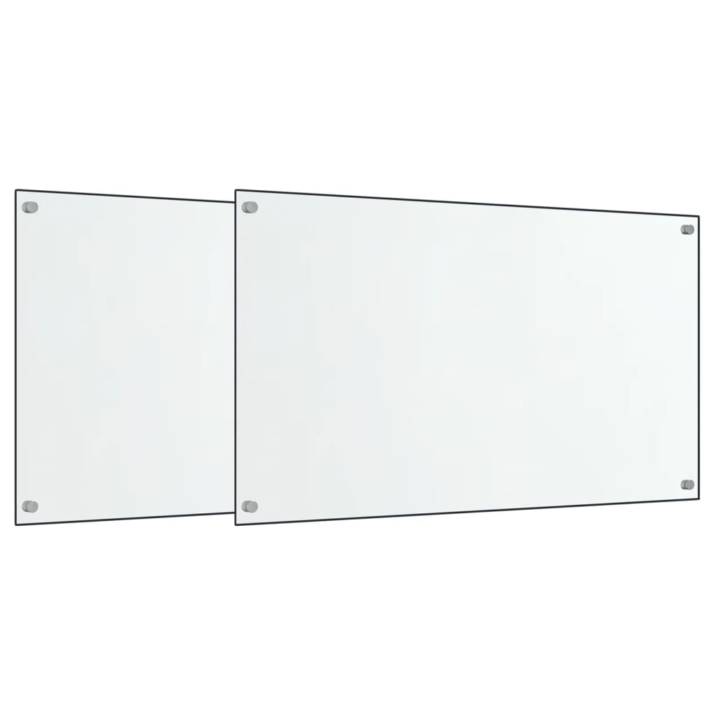 キッチン用 汚れ防止板 2点 透明 70x40cm 強化ガラス製