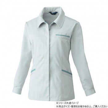 桑和 4222 レディース長袖スモック LLサイズ シルバーグレー（22）