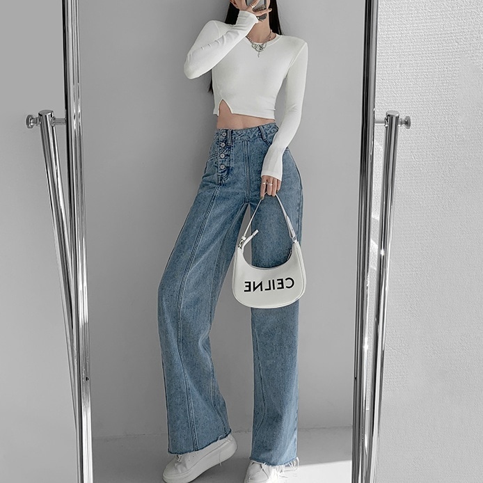 ボトムス パンツ ズボン ロングパンツ デニムパンツ ワイドパンツ ジーンズ ハイウエスト デニム ポケット かわいい 大人可愛い きれいめ シンプル カジュアル 上品 おしゃれ かっこいい 大人女子