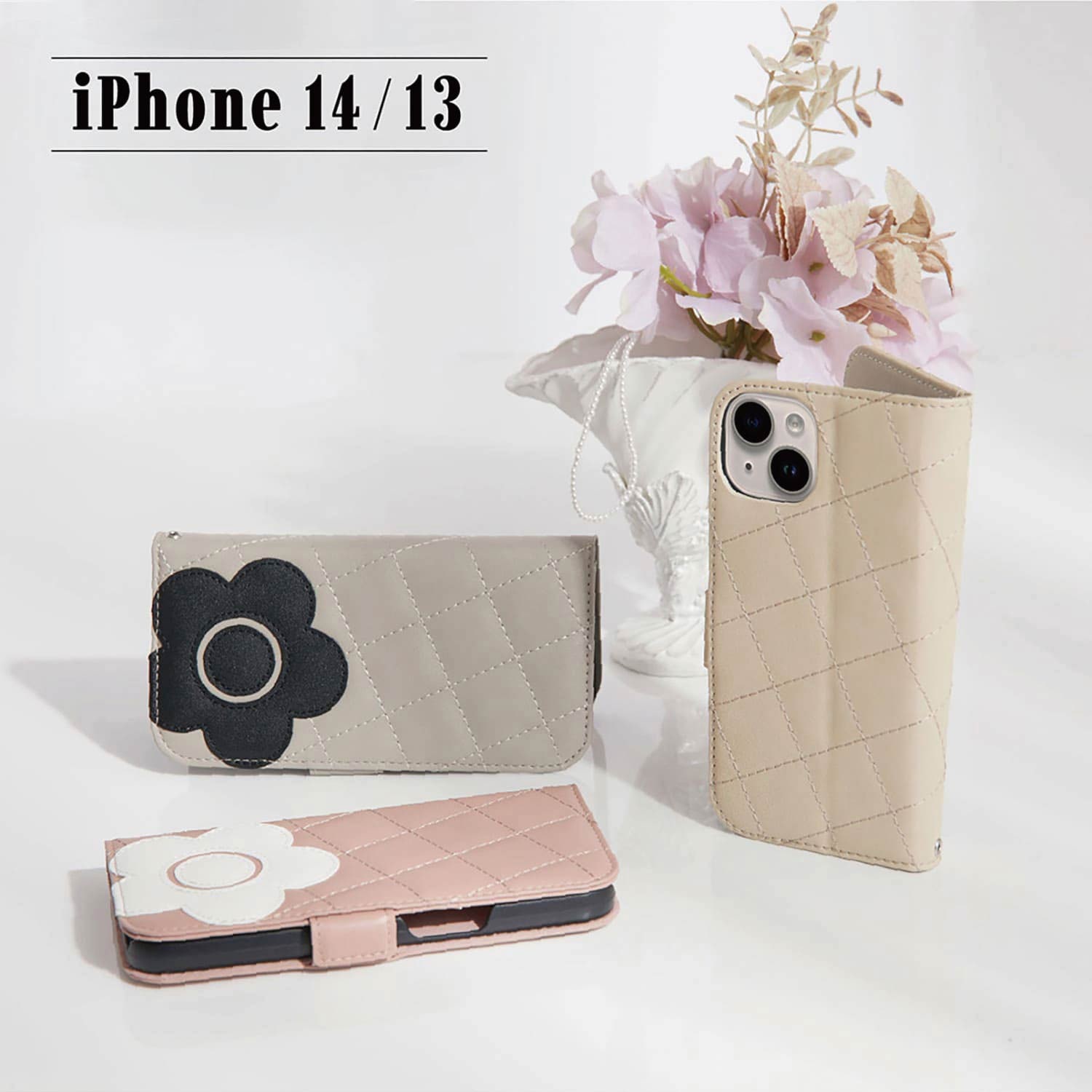 アイフォン 14 13 スマホケース 携帯 レディース PU QUILT LEATHER 母の日