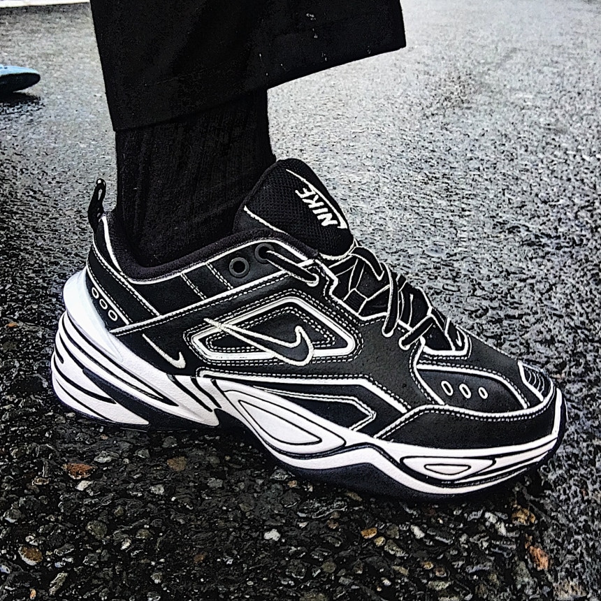 NIKE M2K Black 2D カスタム男女兼用シューズレザースニーカー