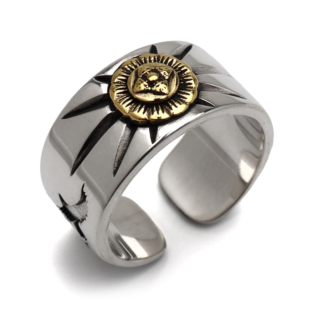 シルバー925 金剛杵メタルを据えたシルバーリング [rs084]