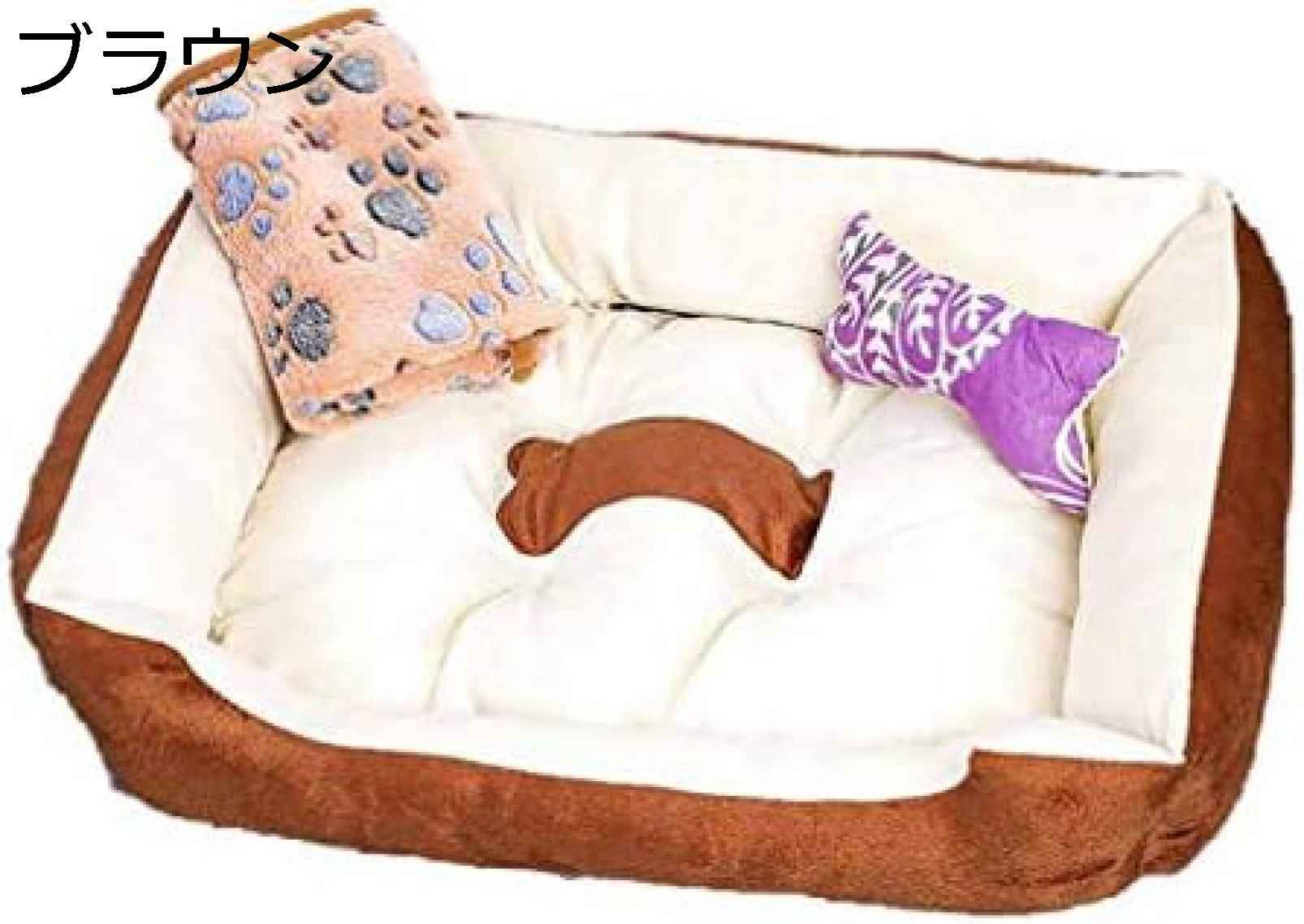 3点セット ペットベッド スクエア型 洗える 小中大型犬用 クッション ペット マット ベッド 犬猫兼用 クッション 柔らかい ベッド ペット ベッド ペットハウス スクエアベッド 冬 猫 犬 クッシ