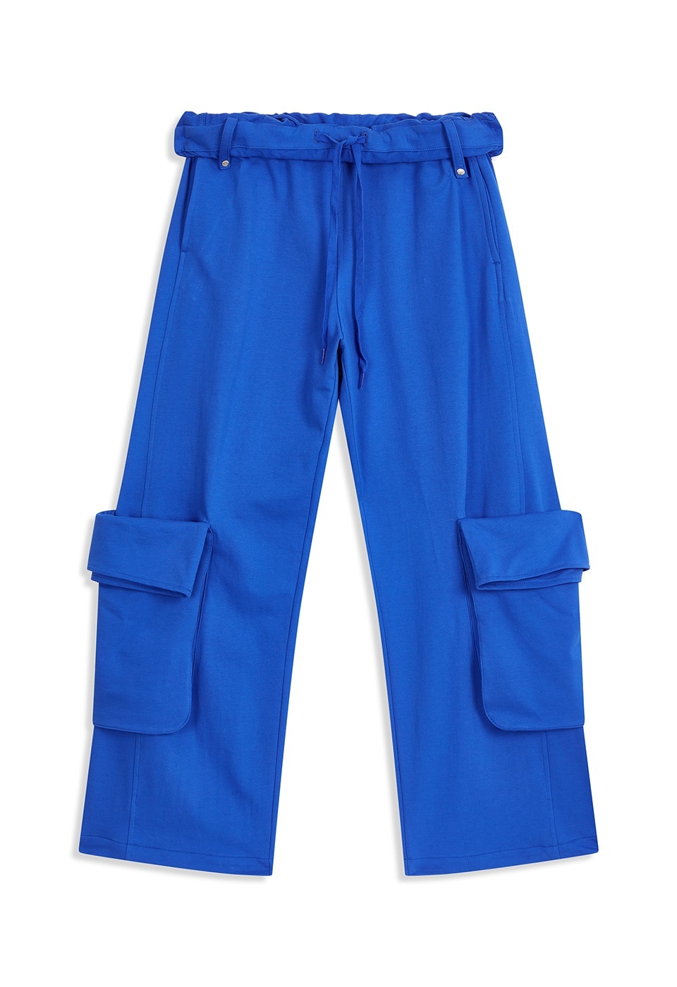 【OPEN Yy】 ROLLED WAIST SWEAT CARGO PANTS : BLUE