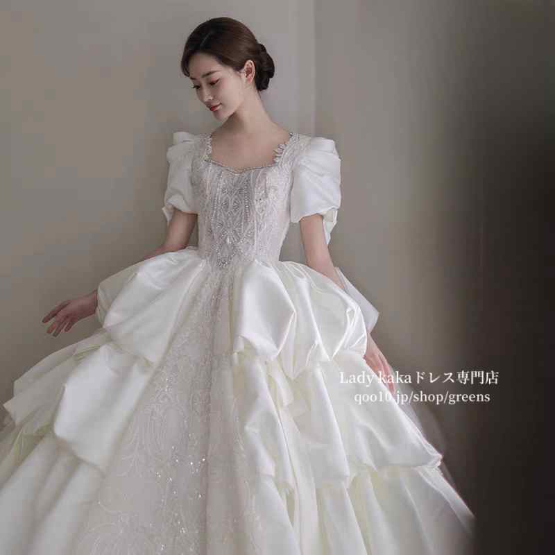 豪華なドレス ウェディングドレス 白 パーティードレス 花嫁ロングドレス 結婚式 二次会 エレガント お呼ばれ 挙式 簡約 姫系発表会 コンサート パーティー 韓国ファッション 15,162円