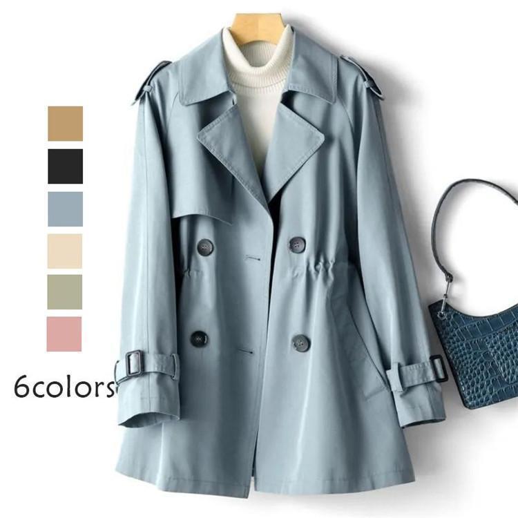 トレンチコート レディース 40代 ミディアム丈ジャケット ステンカラースプリングコート 春コート 長袖アウター 秋服 カジュアル韓国風 通勤バーカー 30代 50代