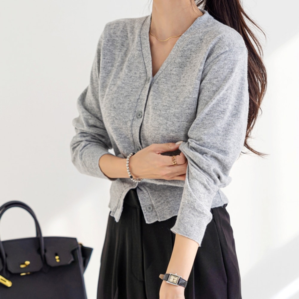 [ナーク21] ベーシックエッセンシャルVネックニットカーディガンDM51-J-07