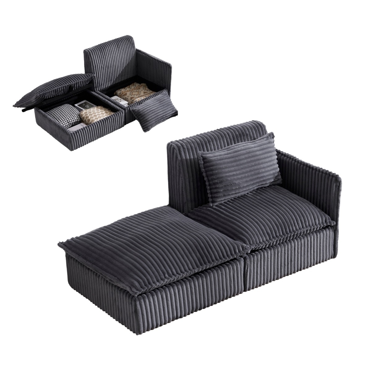 ソファーソフ ァーカウチ 2P 二人掛けソファ 収納付き オードマン付き ふわふわ 可愛い外観 組み合わせソファ 肌にやさしい 大容量の収納 枕付き ダイニング空間 一人暮らし