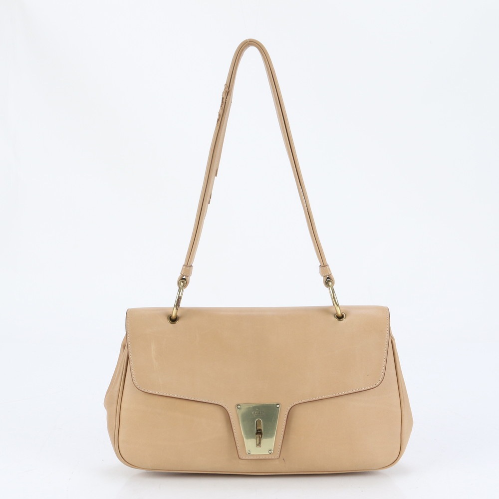 ベージュ ゴールド 金具 ワンショルダー 90643 レザー ショルダーバッグ 肩掛け トート ハンド レディース EUE CQ10-9 中古 10,512円