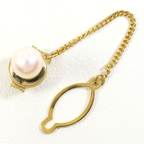 K18 18金 YG イエローゴールド 合金 ピンブローチ パール (真珠) ジュエリー 中古