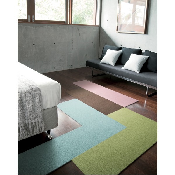 ホームタイルカーペット (R-1001 50cm×50cm アイボリー 10枚入) 日本製 防滑 防音 防炎 スミノエ 『リップル』