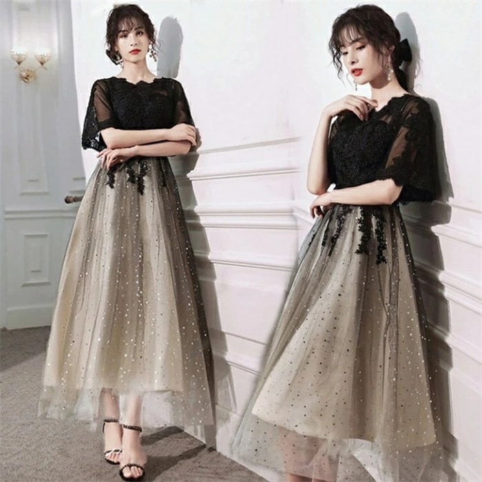 【即納】パーティードレス 結婚式 ワンピース 演奏会ドレス ドレス 大人 ピアノ 発表会 ドレス 中学生 高校生 ミモレ丈 ロング マキシ丈 膝丈 イブニングドレス 韓国 カクテルドレス 体型カバー