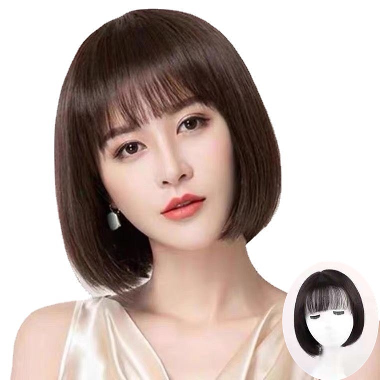 ウィッグ レディース 人毛100％ 自然 前髪 ミディアム ストレート かつら フルウィッグ ボブウィッグ 医療用ウィッグ ゆるふわ 小顔効果 かわいい金髪 黒髪J153