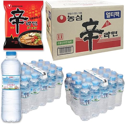 天然岩盤水 500ml　（40本入り）＆辛ラーメン1BOX【40袋入】