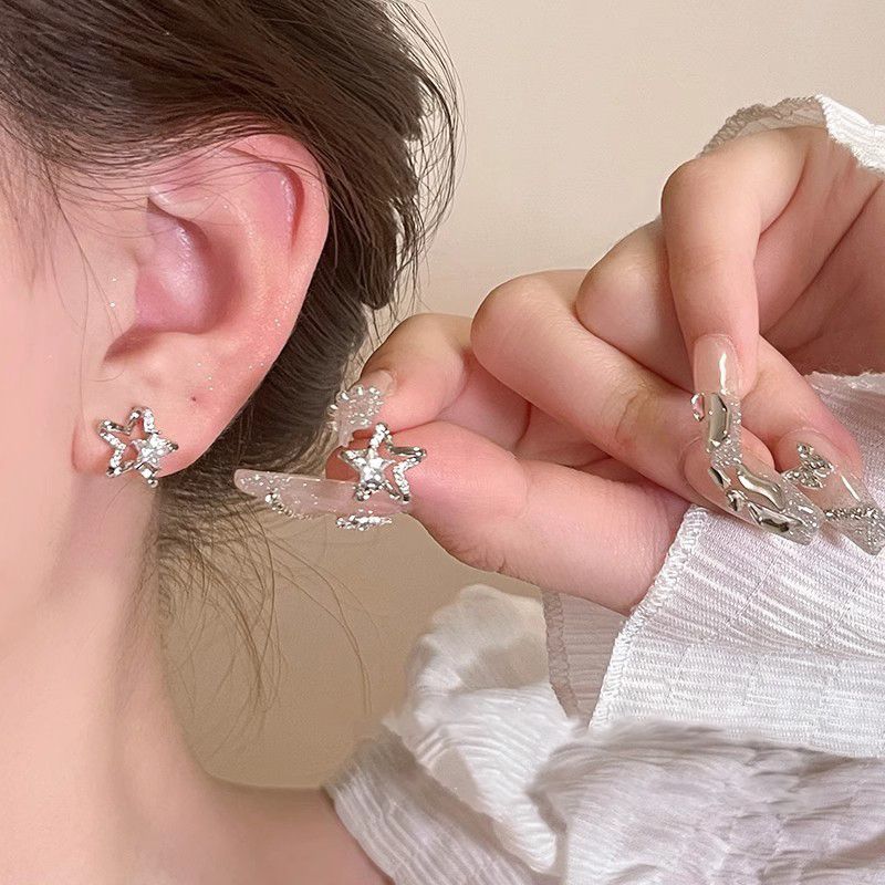 100psc【2082人コレクション】超キラキラ星ジルコンピアス女性気質小衆デザイン洗練された高級感イヤリングファッション個性耳飾り