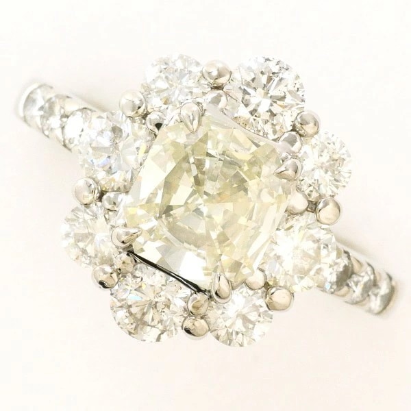 PT900 プラチナ リング 8.5号 ダイヤ 1.039 SI1 1.28 鑑定書 中古