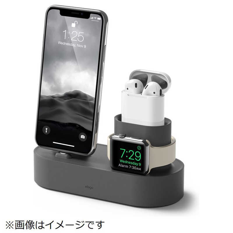 ELAGO　iPhone/AirPods/Apple Watch用充電スタンド　EL_IAASTSC3S_DG ダｰクグレｰ