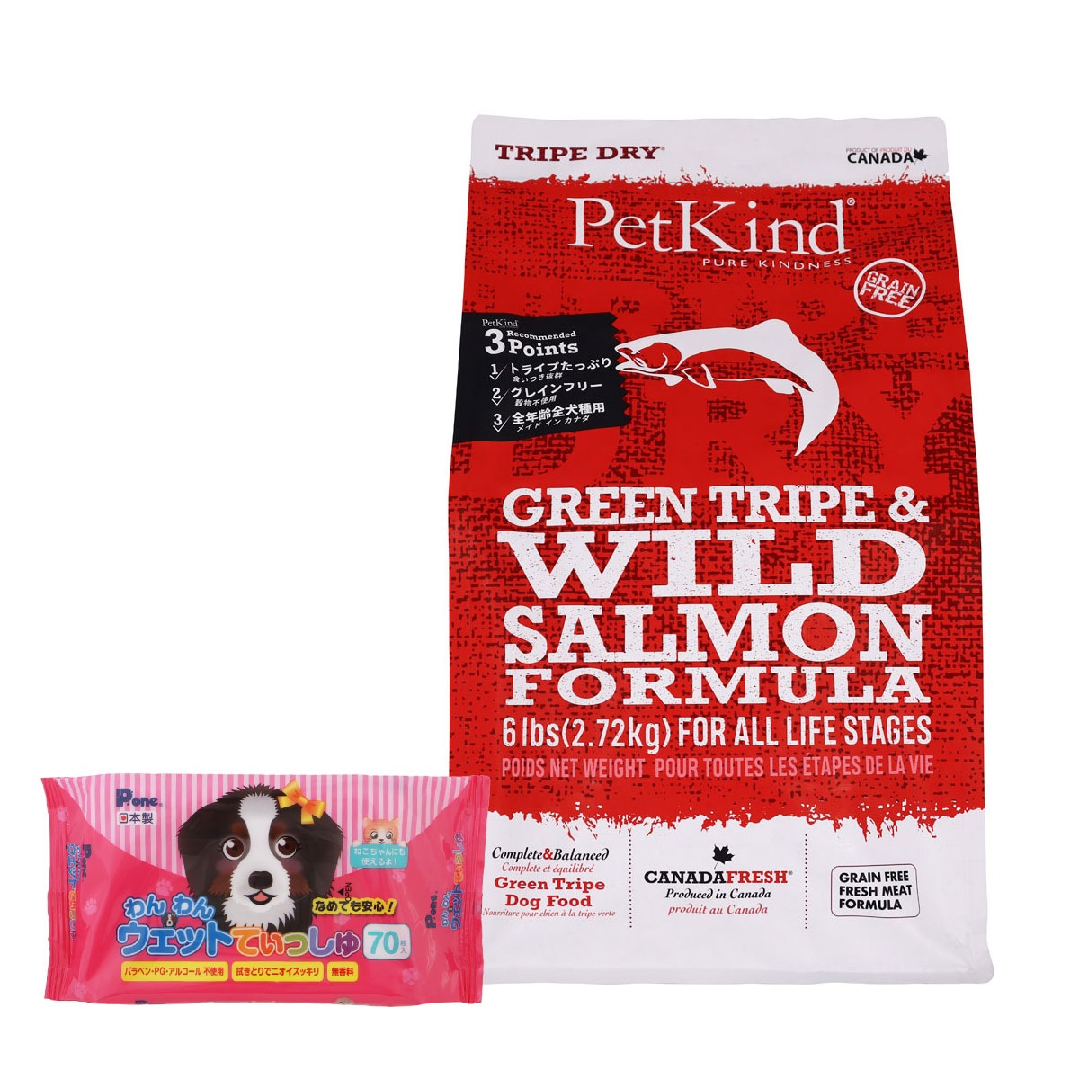 トライプドライ ドッグフード グリーントライプ＆ワイルドサーモン フォーミュラ 2.72kg【わんわんウエットてぃっしゅ1個付き】