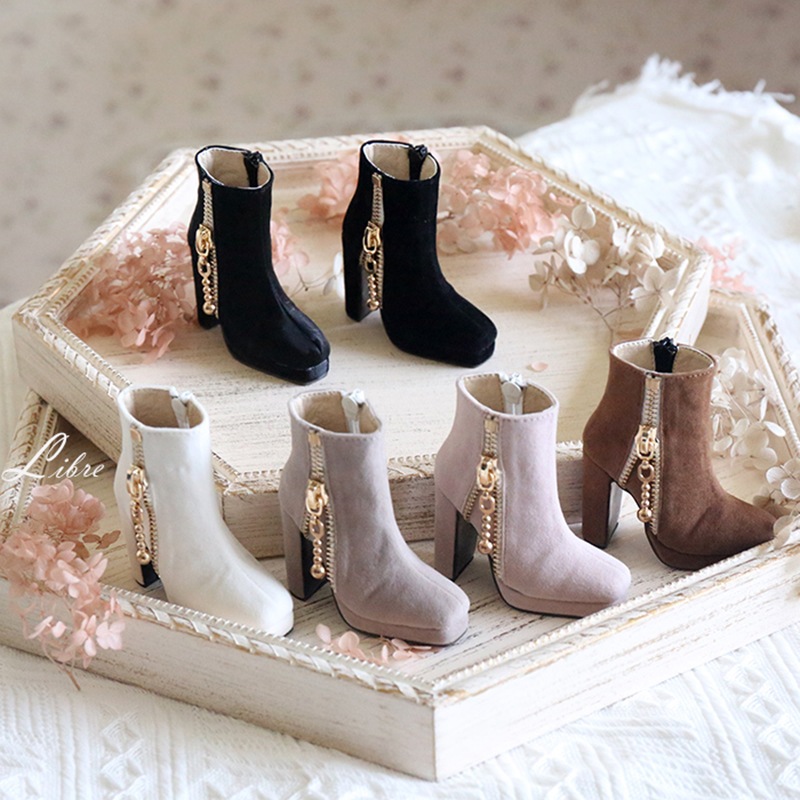 BJD ドール靴 ショートブーツ ヒール 5色 1/3サイズドールシューズ SD16/SDGR/DD女の子サイズ球体関節人形用