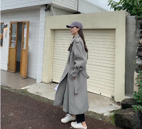 トレンチコート ロング丈 レディースファッション 秋 冬 アウター ブラック グレー シンプル 定番 かっこいい 大人女子 通勤 学生 オフィスカジュアル サイズ展開 S M L 着回し