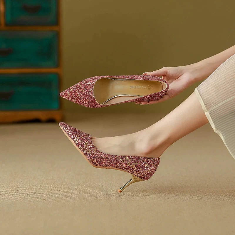 新作 パンプス 春靴 スタイルアップ！ヒールパンプス 新型ハイヒールで疲れない足用クリスタルシングルシューズ