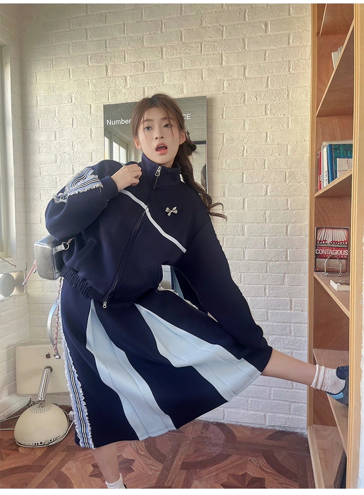 秋冬 韓国 かわいい レディース ハイネック スタンドネック アウター ブルゾンストリートお出かけ長袖セクシーシルエットトップスサイド冬カジュアルファッション系サイズお出かけフル丈トラック