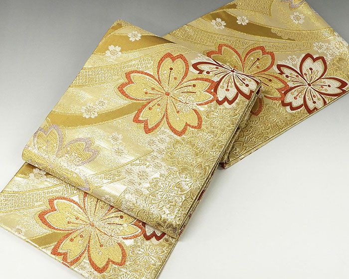 袋帯 新品仕立済 正絹 桜熨斗目模様 袋帯 新品 仕立て上がり 結婚式 入学式 卒業式 パーティー g2786
