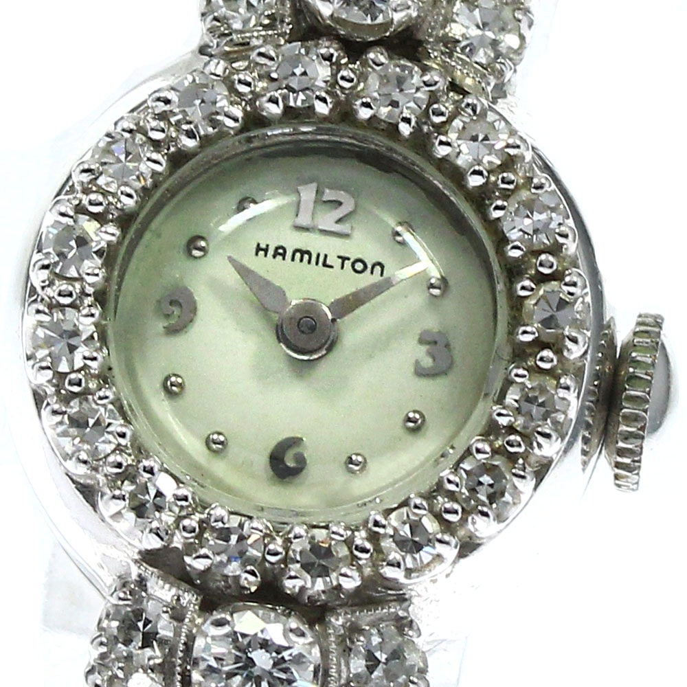 訳あり ハミルトン HAMILTON K14WG ダイヤベゼル ヴィンテージ 手巻き レディース _751229【中古】
