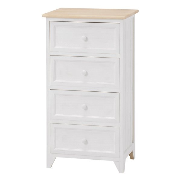 チェスト フレンチカントリーチェスト 4段 ホワイト 幅41×奥行31×高さ76cm MCH-5274NAW