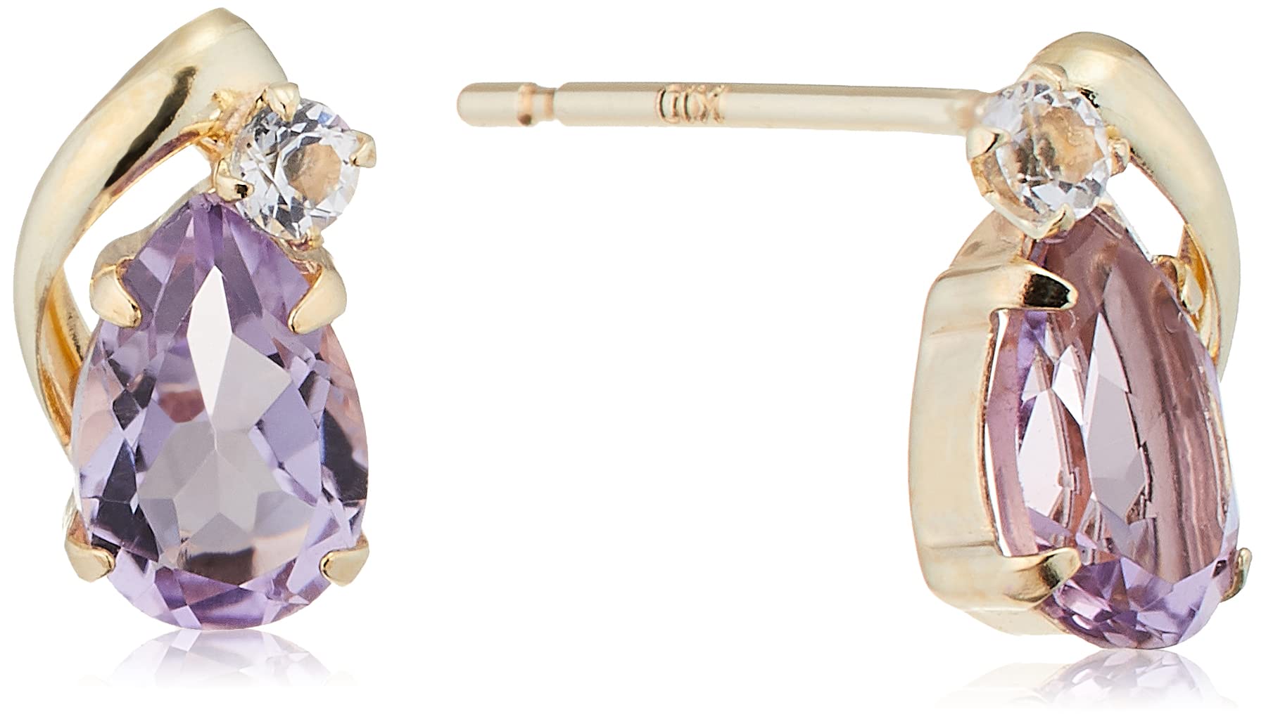 ライトアメジスト/ホワイトトパーズ ドロップピアス K10イエローゴールド DS_1728J_-02