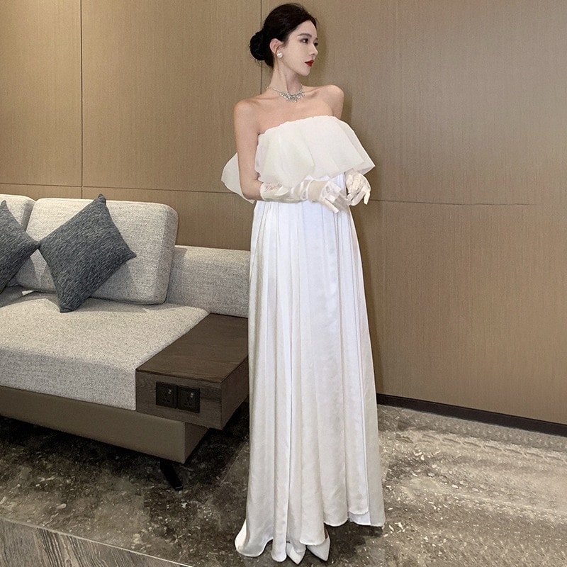 白いウェディングドレスシニアセンスイブニングドレスバーミツバドレス