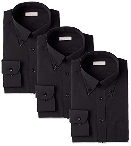 ワイシャツ 制服・ユニフォームにぴったり 黒シャツ 3枚セット 形態安定 豊富なサイズ展開 半袖 長袖 レギュラー ボタンダウン BLACK-3SET メンズ 黒シャツボタンボタン3枚 首回り39×裄