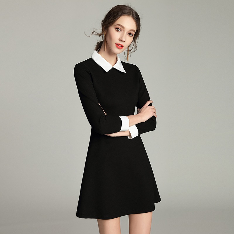 ワンピース ミニ丈 ショート ショート丈 袖あり 長袖 襟付き フレア セミフレア 大人可愛い きれいめ シンプル カジュアル 大人 上品 おしゃれ お洒落 クール エレガント 春 秋 冬 2023