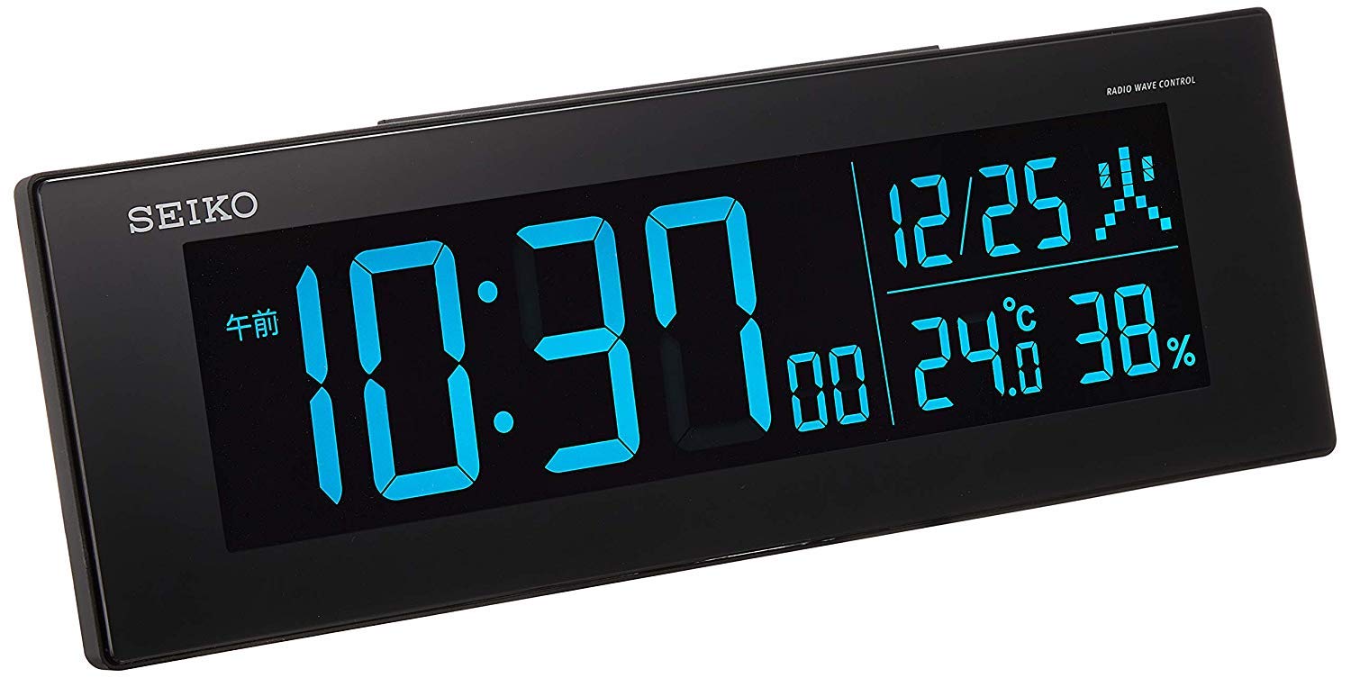 セイコークロック(Seiko Clock) セイコー クロック 置き時計 目覚まし時計 電波 デジタル 交流式 カラー液晶 シリーズC3 01:黒 本体サイズ:7.3×22.2×4.4cm BC406