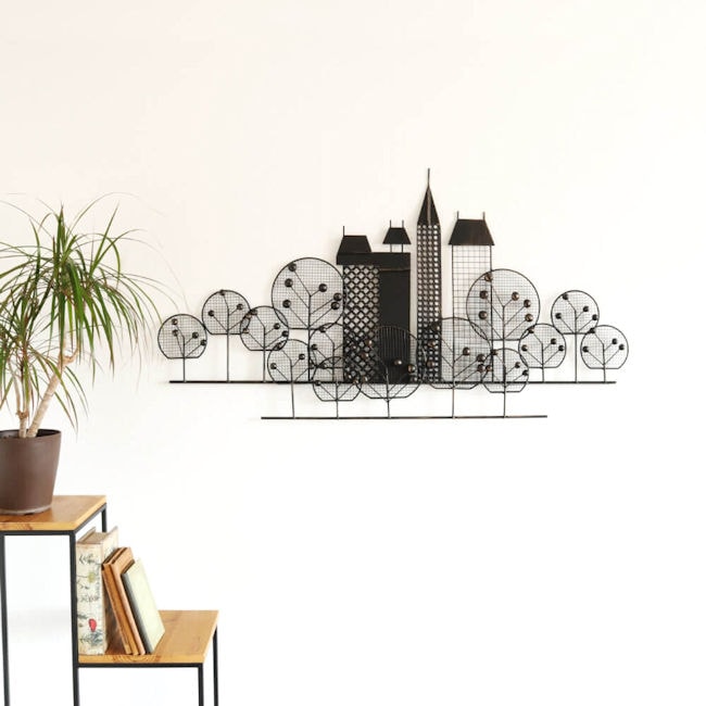 アイアン壁掛けウォールアート「街の風景」壁飾り アートパネル インテリア 玄関 リビング ウォールデコ（642）