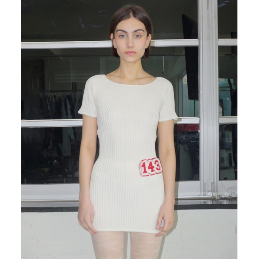 スカルプター Pleated Knit Mini Dress Ivory SC24S301IV