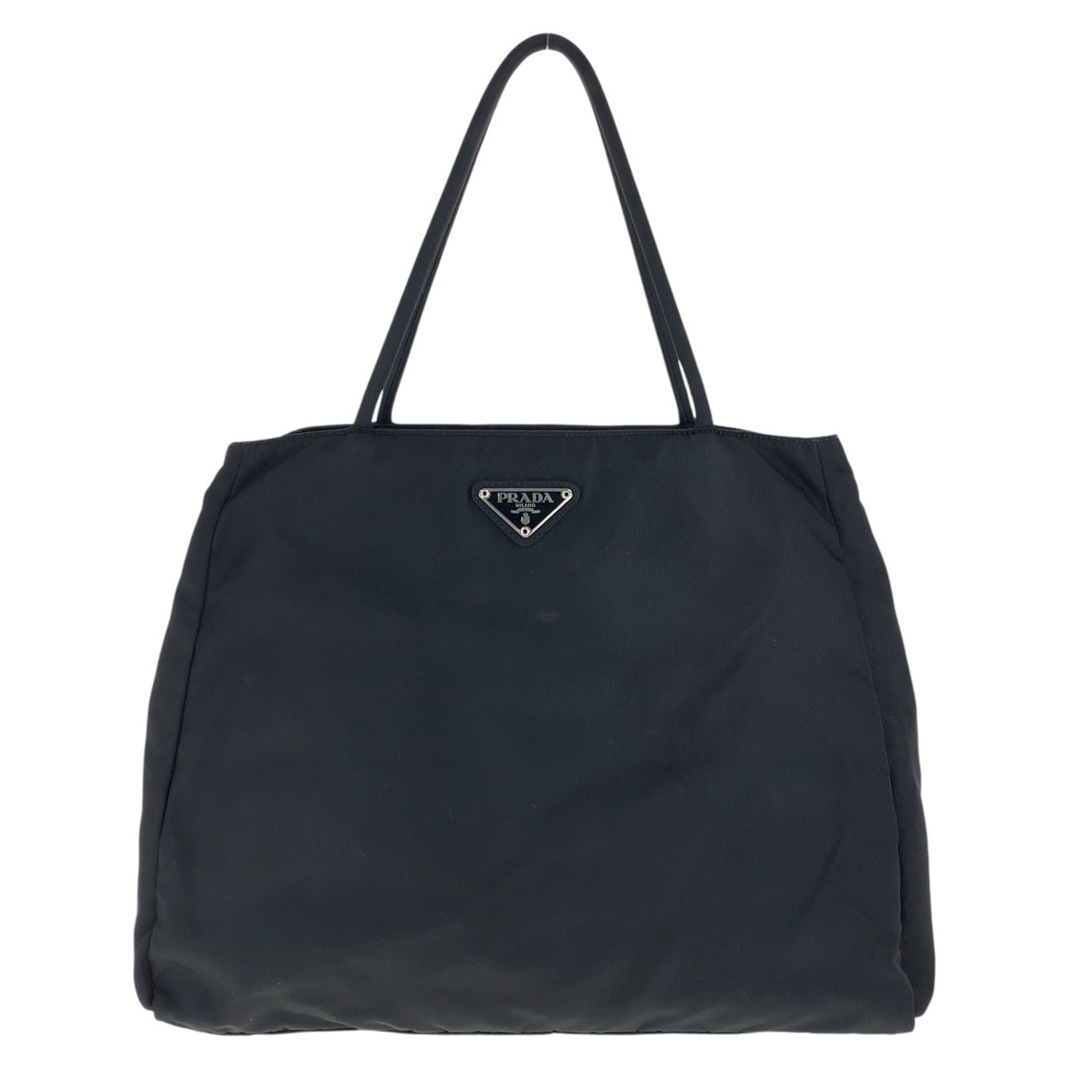 美品 テスート 三角ロゴプレート ブラック 黒 シルバー金具 ナイロン トートバッグ ハンドバッグ レディース 501618