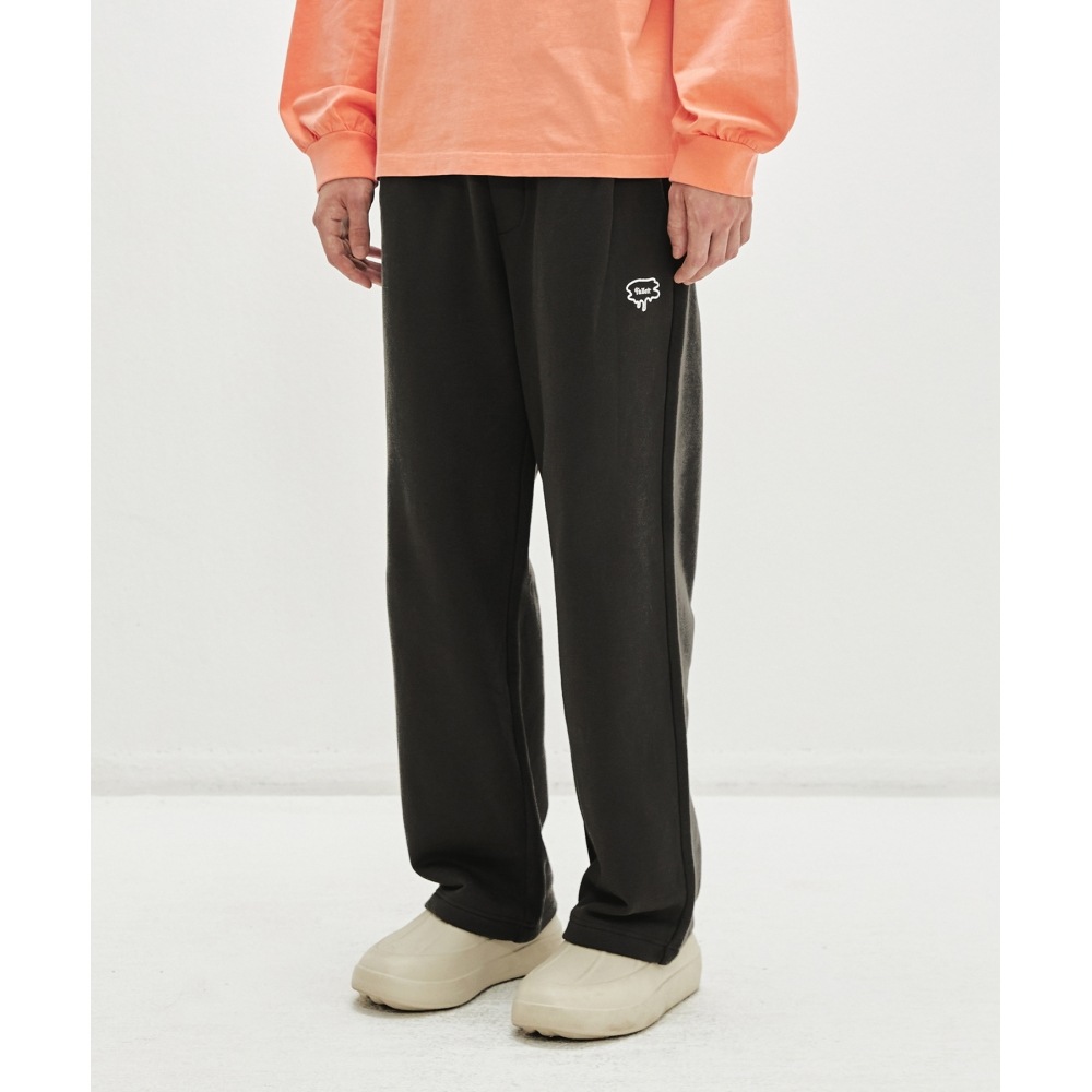 FALLETT ブラッシュロゴワンタックワイドスウェットパンツダークグレー