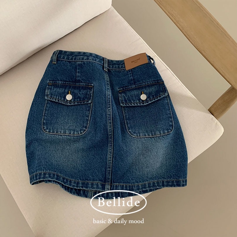 韓国の女性ファッション/ [MADE] 後ろポケットデニムミニスカート sk1117