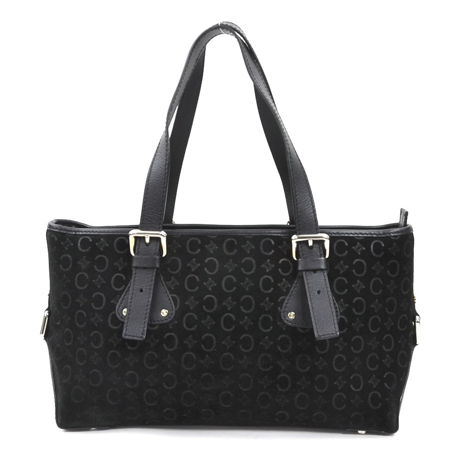 セリーヌ CELINE ハンドバッグ スエード/レザー ブラック シルバー レディース e61253k