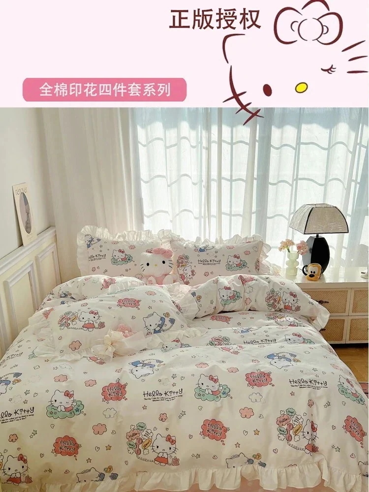 子供用ハロープリンセスコットン4点セットハロー女の子ベッド寮3点セット