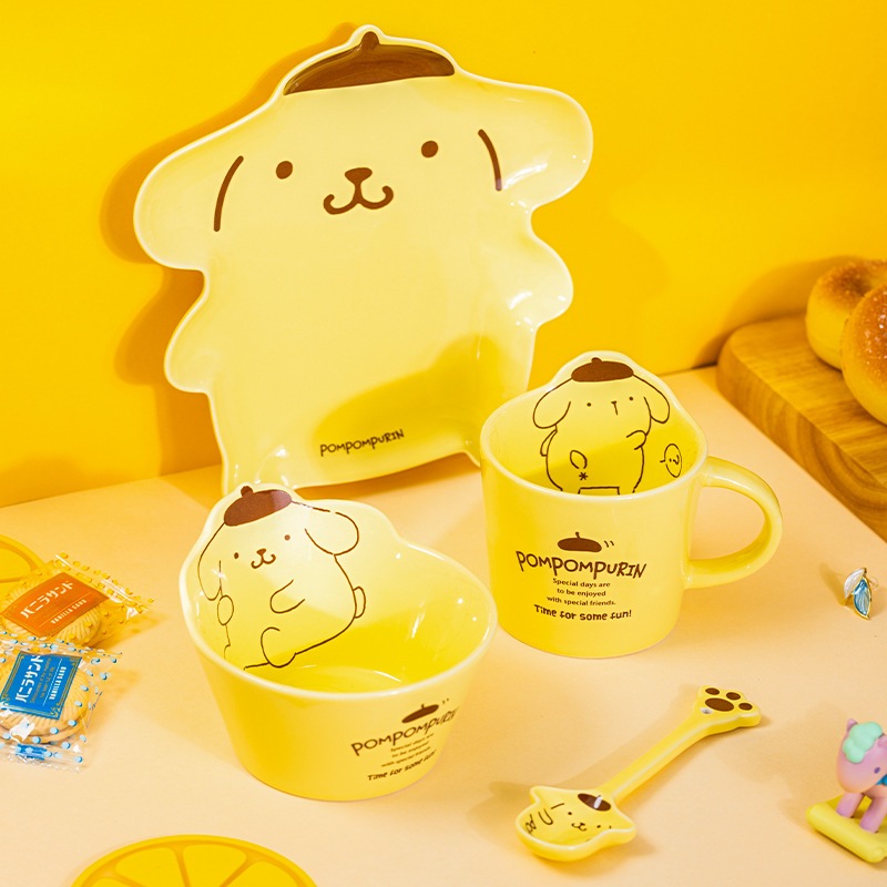 サンリオ プリン 犬 漫画 クリエイティブ 家庭用 セラミック カップ スプーン ライスボウル プレート かわいくて実用的な 1 人用食事