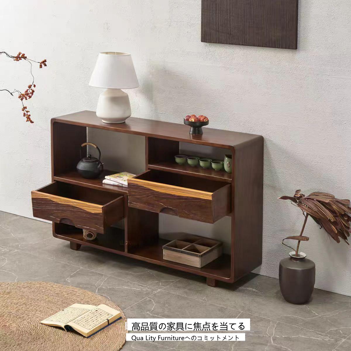 わびさび風サイドキャビネットロッカーシンプル無垢材ダイニング