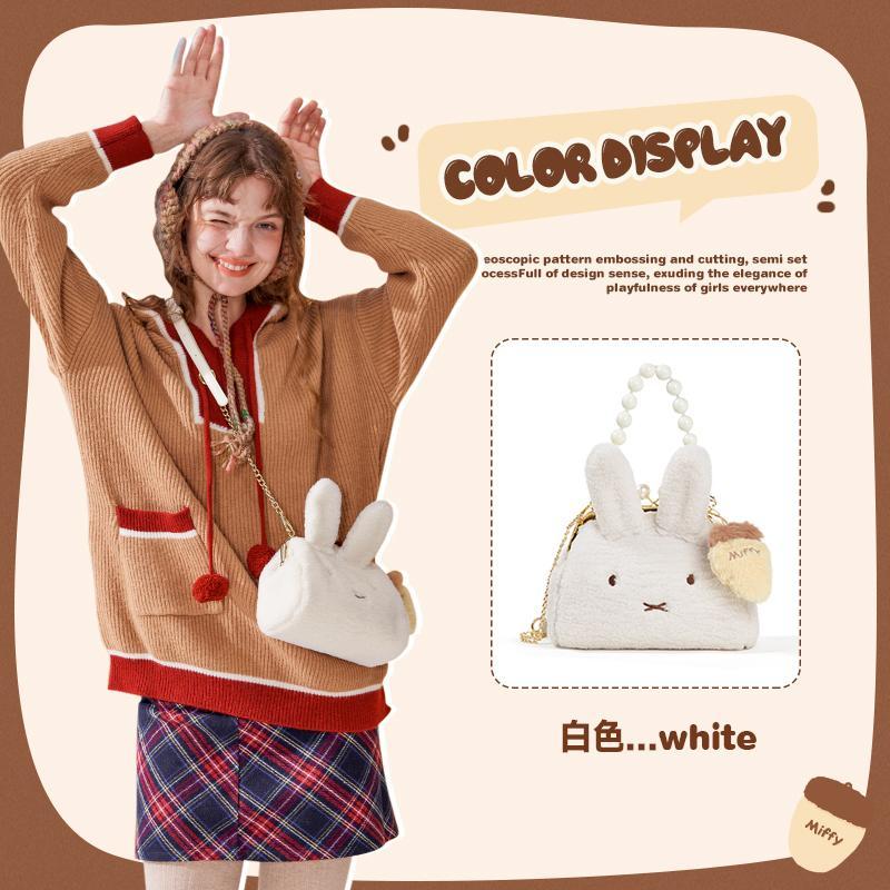 ミッフィーの毛のふわふわしたハンドバッグ2025年の新型の冬のかわいい少女の甘い小衆の肩の斜め掛けの毛の包み