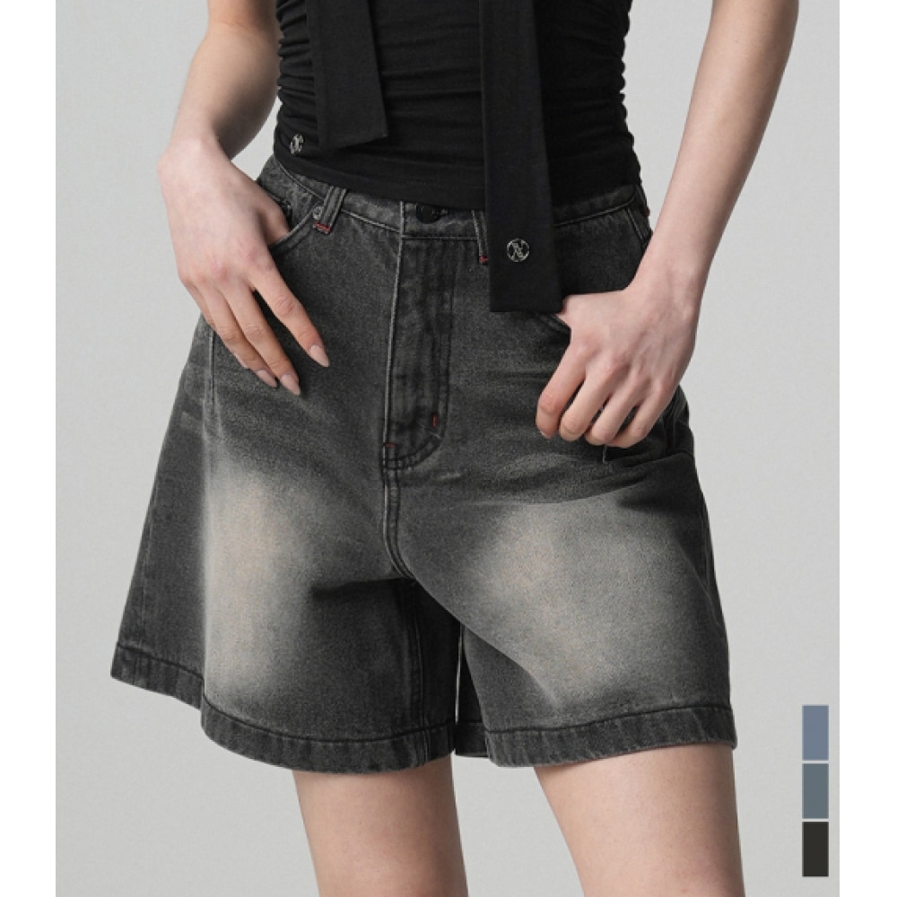 アヴァンドレスラブリーステッチデニムショーツ-3COL