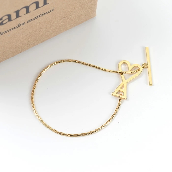ブレスレット アクセサリー AMI DE COEUR チェーンブレスレット UJW917 361 メンズ ゴールド ロゴ シンプル
