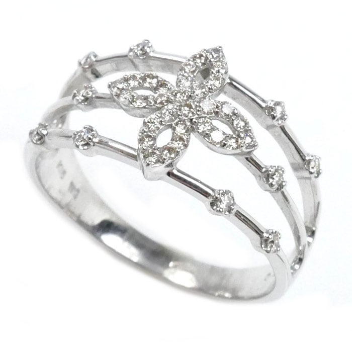 K18WG ホワイトゴールド リング・指輪 ダイヤモンド0.25ct 17号 3.4g レディース 中古 美品