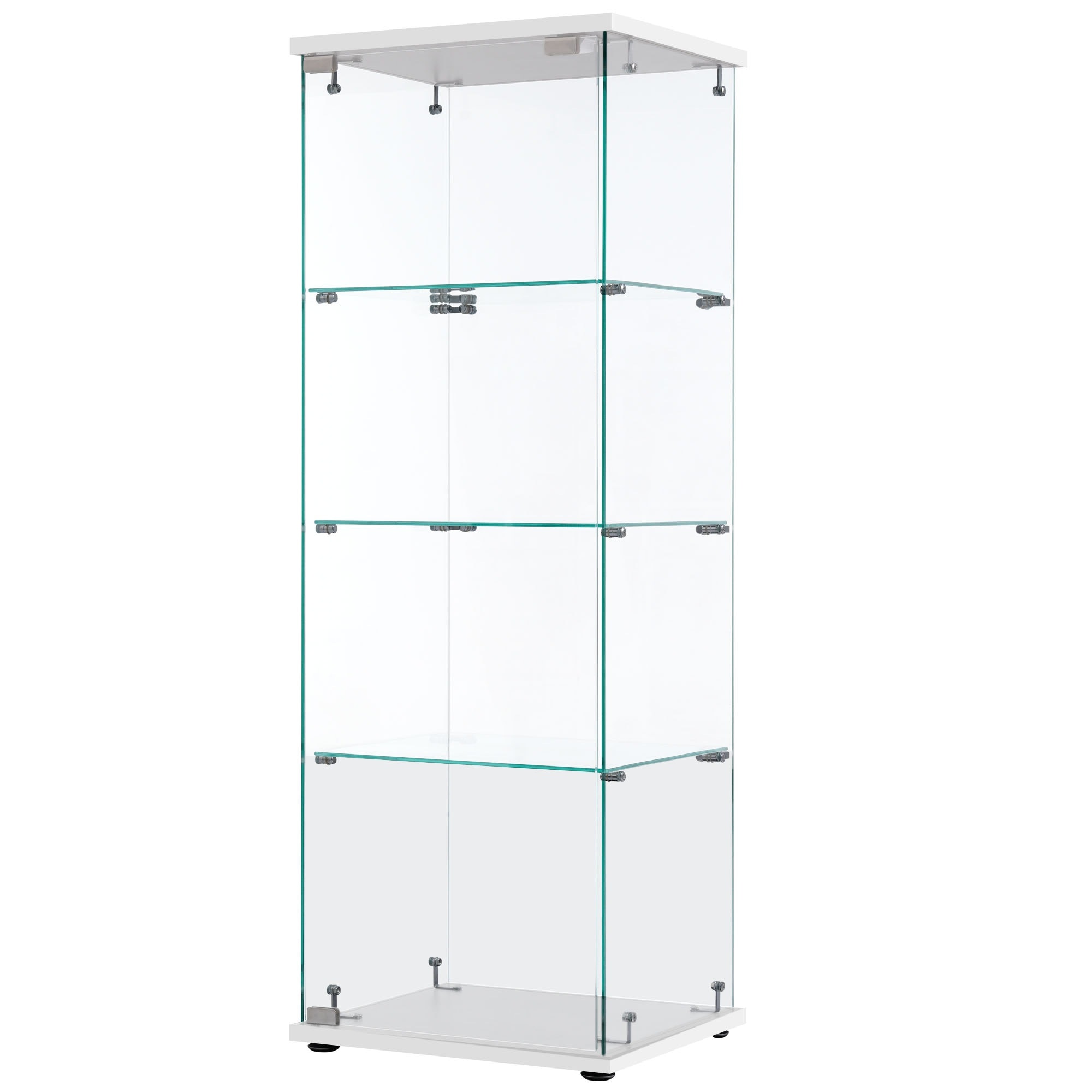 E33コレクションケース ガラスディスプレイキャビネット フィギュアケース 4段 ホワイト 強化ガラス 全面ガラス サイズ:幅42.5×奥行36.5×高さ120cm