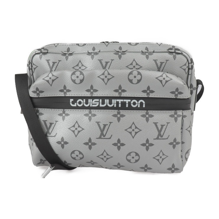 美品 LOUIS VUITTON ルイ ヴィトン ショルダーバッグ M43859 メッセンジャーPM モノグラム リフレクト PVC レザー シルバー ブラック 2018年日本限定 ビトン 本物保証