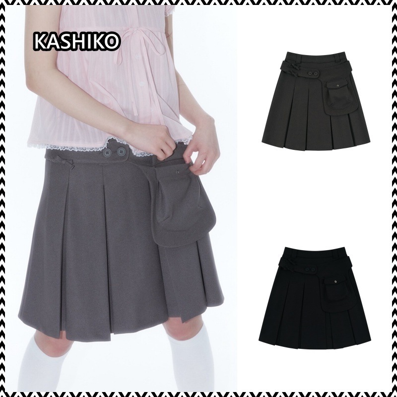 Kashiko Ribbon Preppy Pleated Skirt